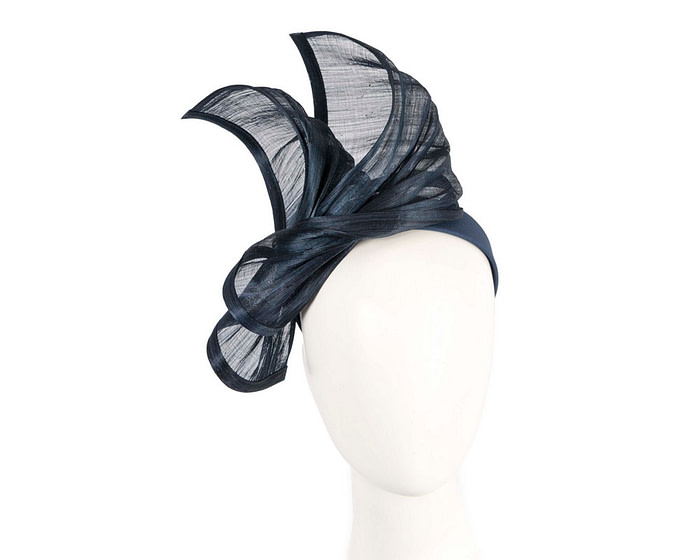 Bespoke navy silk abaca racing fascinator by Fillies Collection - Hats From OZ