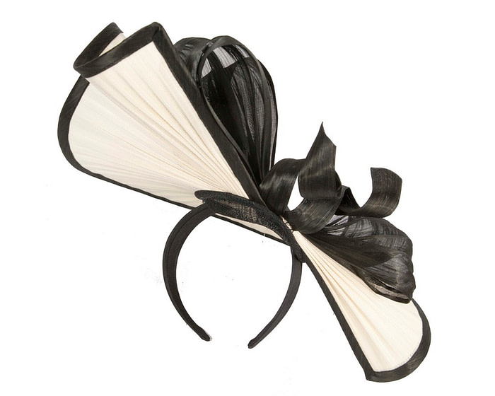 Large cream & black jinsin racing fascinator by Fillies Collection - Hats From OZ