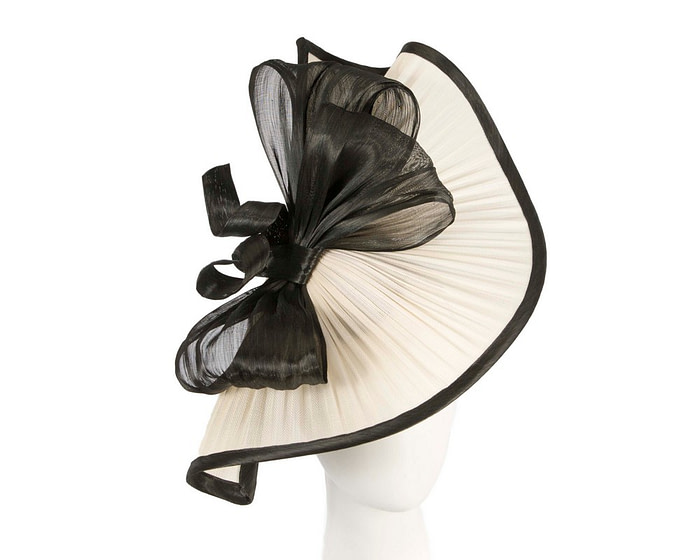 Large cream & black jinsin racing fascinator by Fillies Collection - Hats From OZ