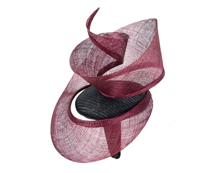 Bespoke navy & wine sinamay fascinator by Fillies Collection - Hats From OZ