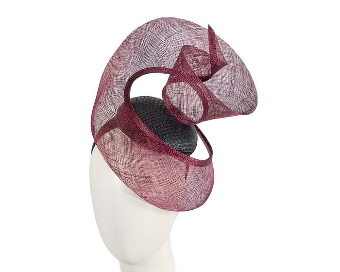 Bespoke navy & wine sinamay fascinator by Fillies Collection - Hats From OZ