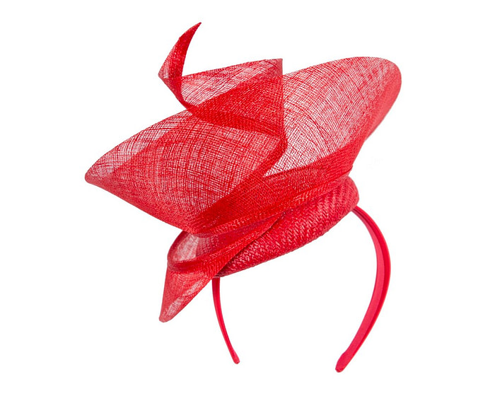 Bespoke red sinamay fascinator by Fillies Collection - Hats From OZ