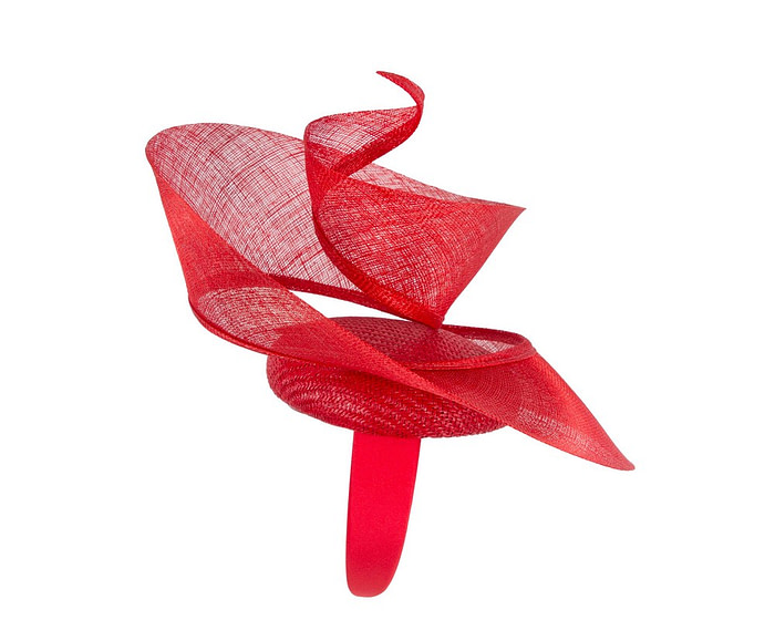 Bespoke red sinamay fascinator by Fillies Collection - Hats From OZ