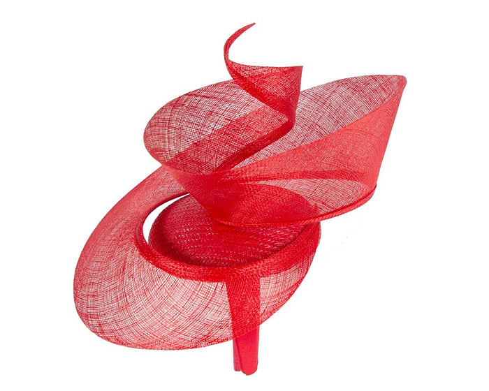 Bespoke red sinamay fascinator by Fillies Collection - Hats From OZ