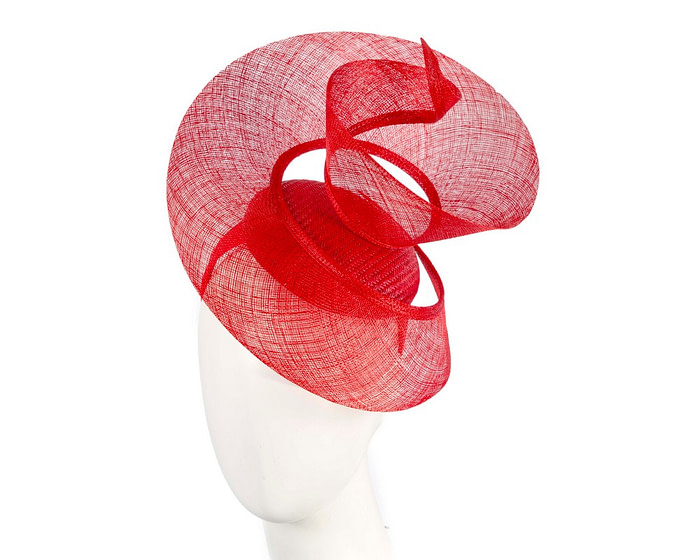 Bespoke red sinamay fascinator by Fillies Collection - Hats From OZ