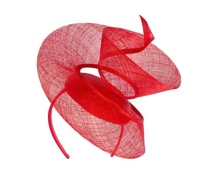 Bespoke red sinamay fascinator by Fillies Collection - Hats From OZ