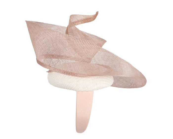 Bespoke white & blush sinamay fascinator by Fillies Collection - Hats From OZ