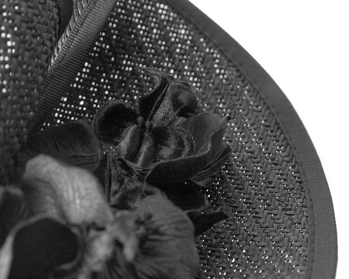 Black spring racing fascinator with orchid - Hats From OZ