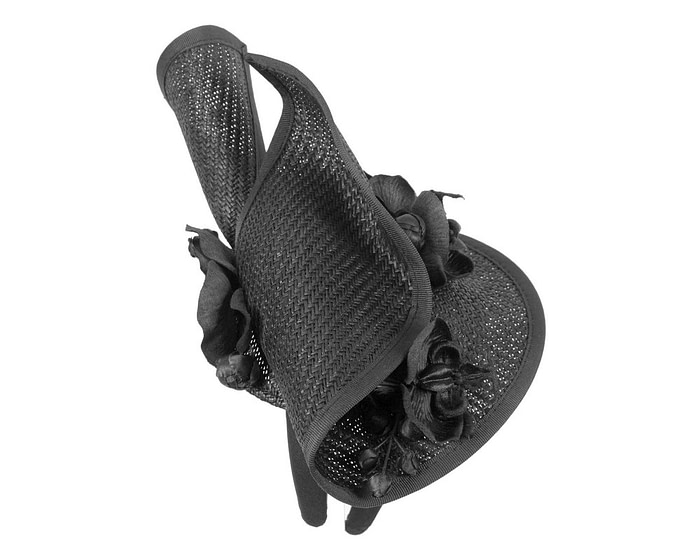 Black spring racing fascinator with orchid - Hats From OZ