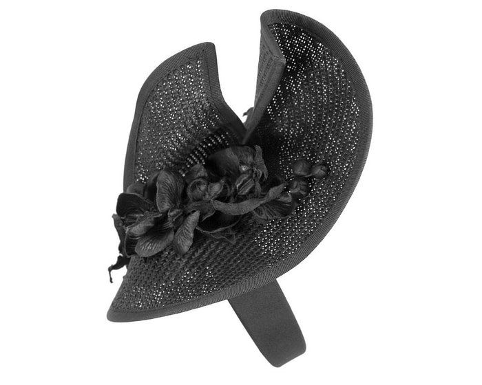 Black spring racing fascinator with orchid - Hats From OZ