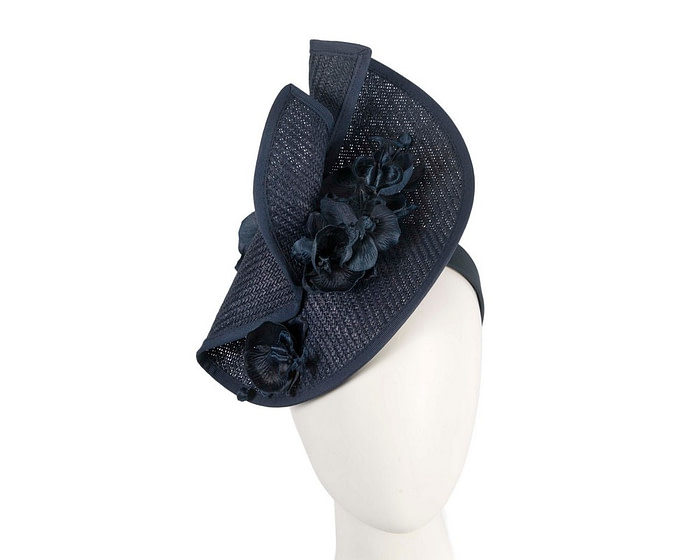 Navy spring racing fascinator with orchid - Hats From OZ