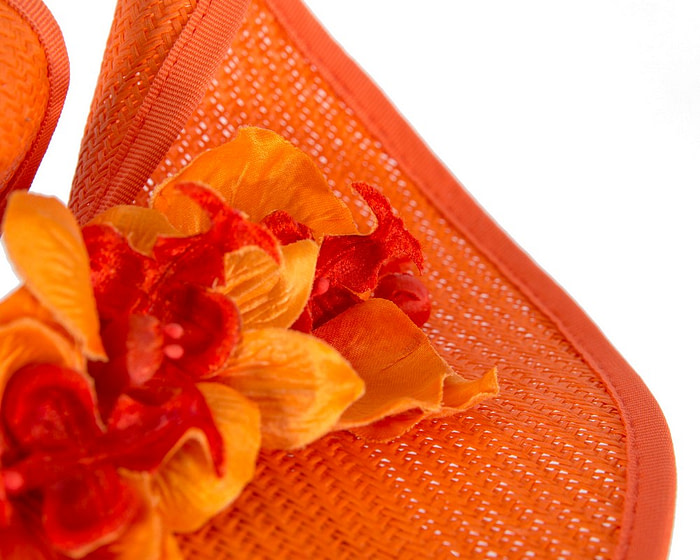 Orange spring racing fascinator with orchid - Hats From OZ