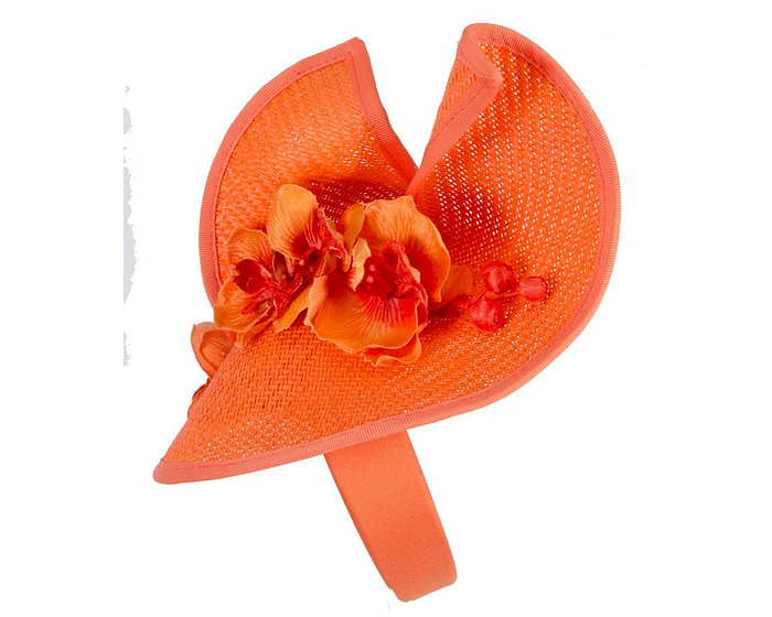 Orange spring racing fascinator with orchid - Hats From OZ