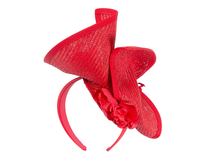 Red spring racing fascinator with orchid - Hats From OZ