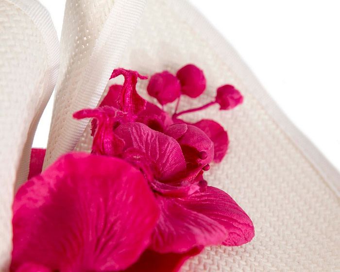 White & Fuchsia spring racing fascinator with orchid - Hats From OZ