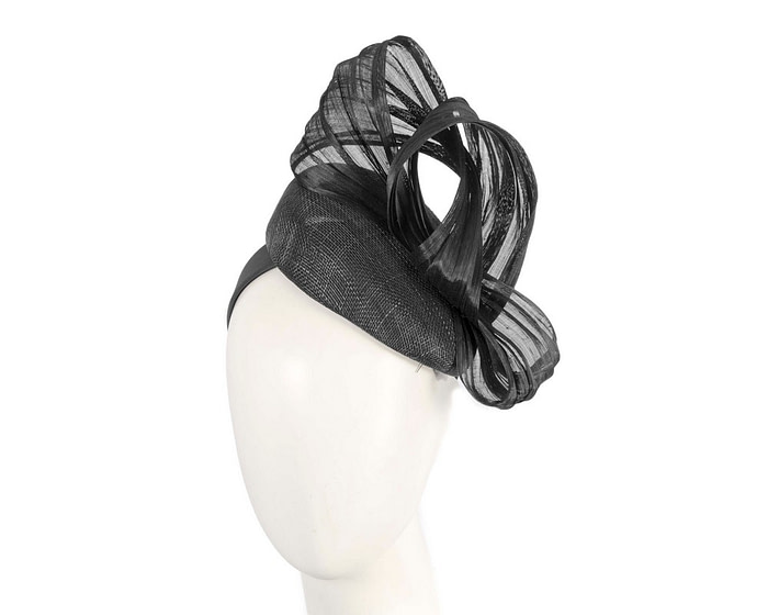 Black pillbox fascinator with silk abaca bow by Fillies Collection - Hats From OZ