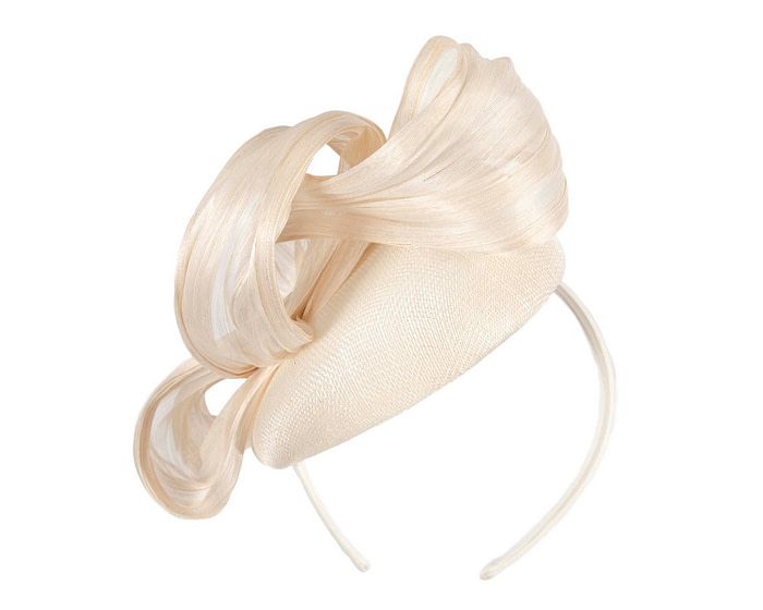 Cream pillbox fascinator with silk abaca bow by Fillies Collection - Hats From OZ