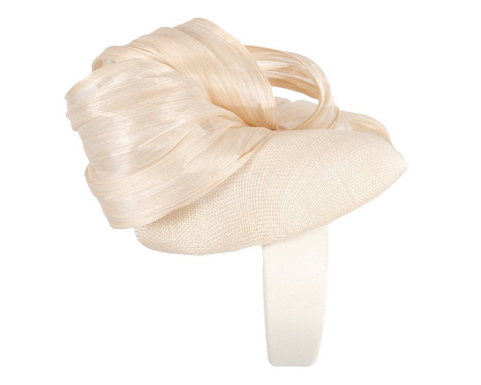 Cream pillbox fascinator with silk abaca bow by Fillies Collection - Hats From OZ