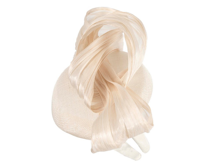 Cream pillbox fascinator with silk abaca bow by Fillies Collection - Hats From OZ