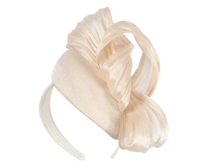 Cream pillbox fascinator with silk abaca bow by Fillies Collection - Hats From OZ