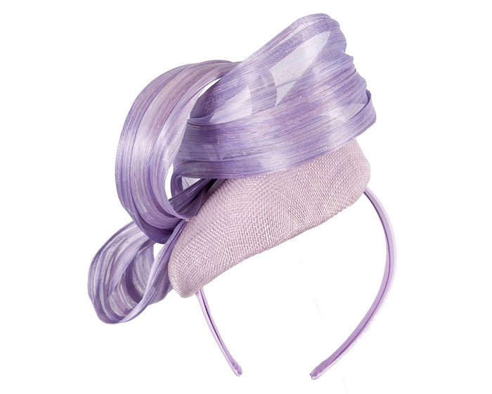 Lilac pillbox fascinator with silk abaca bow by Fillies Collection - Hats From OZ