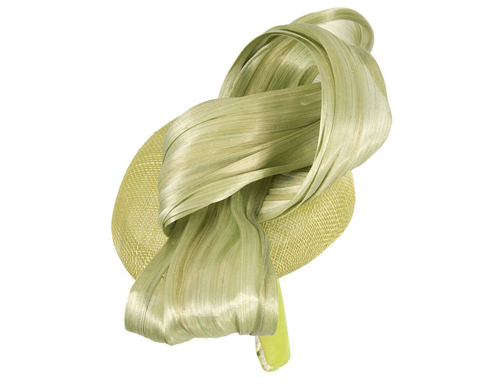 Lime pillbox fascinator with silk abaca bow by Fillies Collection - Hats From OZ