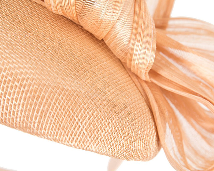 Nude pillbox fascinator with silk abaca bow by Fillies Collection - Hats From OZ