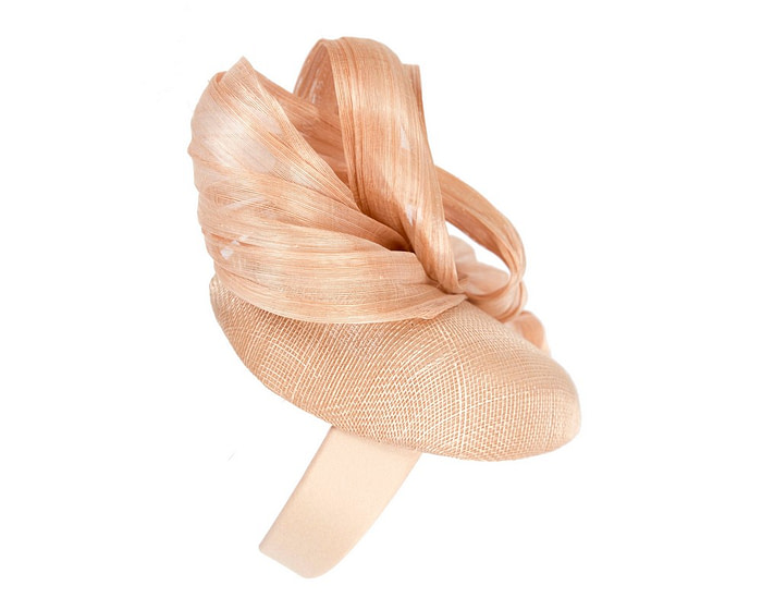 Nude pillbox fascinator with silk abaca bow by Fillies Collection - Hats From OZ