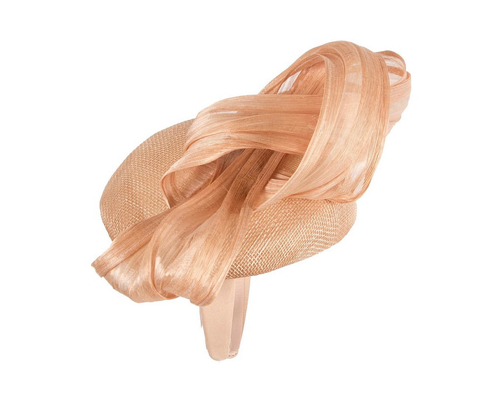 Nude pillbox fascinator with silk abaca bow by Fillies Collection - Hats From OZ