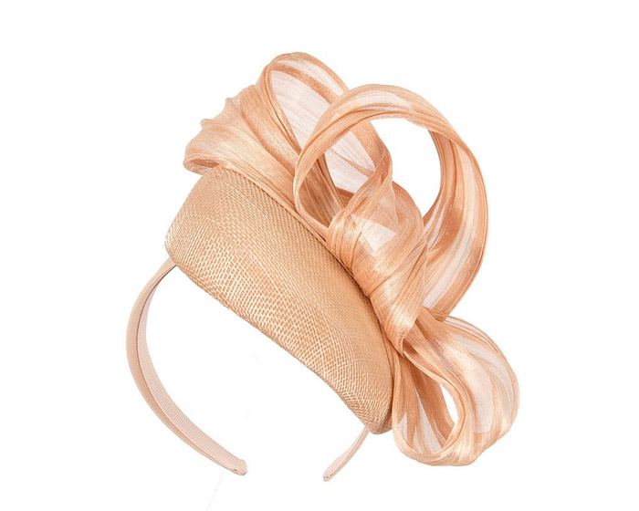 Nude pillbox fascinator with silk abaca bow by Fillies Collection - Hats From OZ