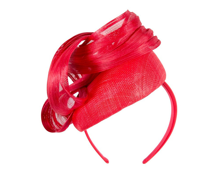 Red pillbox fascinator with silk abaca bow by Fillies Collection - Hats From OZ