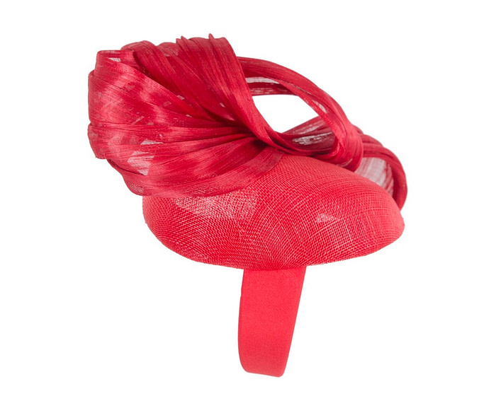 Red pillbox fascinator with silk abaca bow by Fillies Collection - Hats From OZ