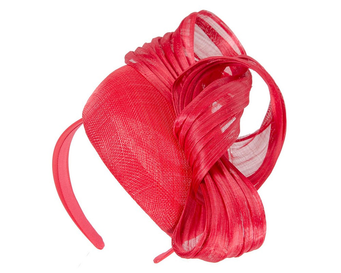 Red pillbox fascinator with silk abaca bow by Fillies Collection - Hats From OZ