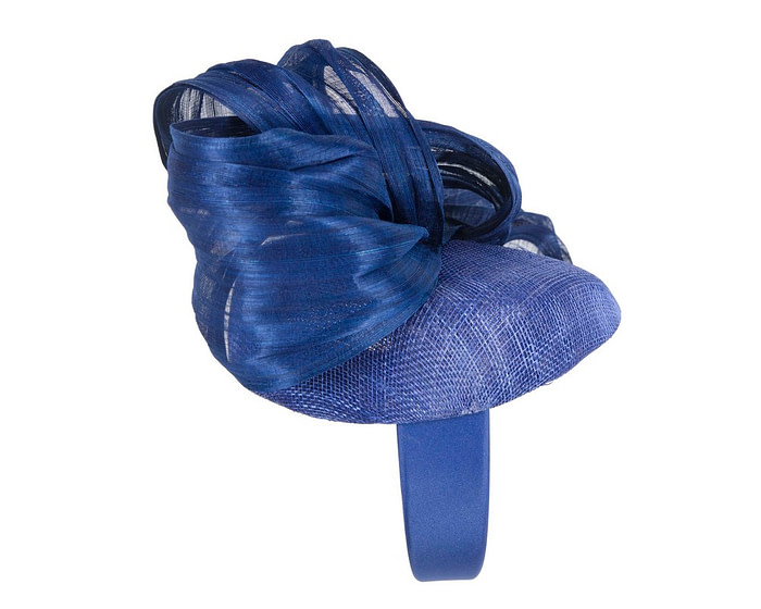 Royal blue pillbox fascinator with silk abaca bow by Fillies Collection - Hats From OZ