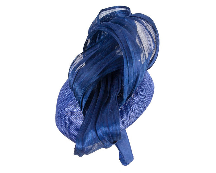 Royal blue pillbox fascinator with silk abaca bow by Fillies Collection - Hats From OZ