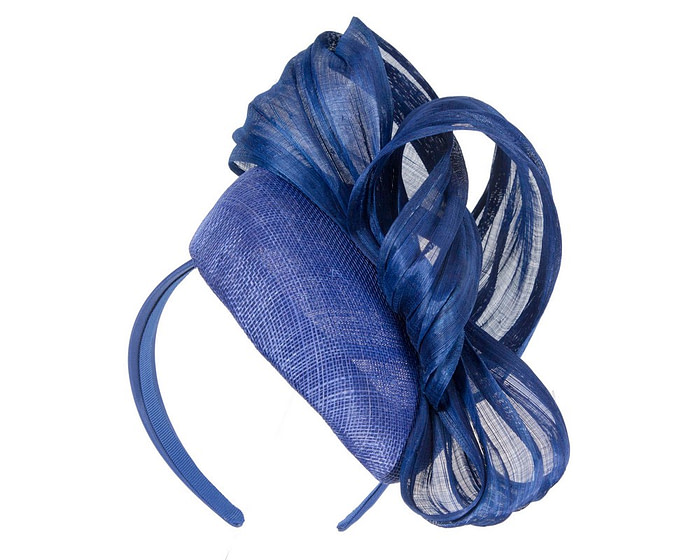 Royal blue pillbox fascinator with silk abaca bow by Fillies Collection - Hats From OZ