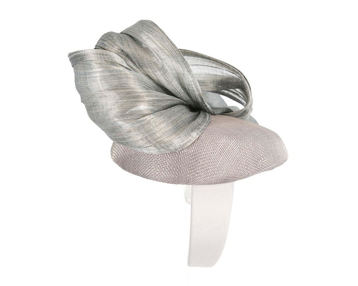 Silver pillbox fascinator with silk abaca bow by Fillies Collection - Hats From OZ