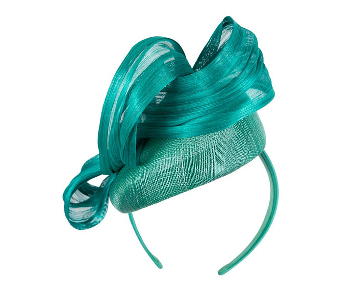 Teal pillbox fascinator with silk abaca bow by Fillies Collection - Hats From OZ