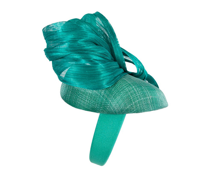 Teal pillbox fascinator with silk abaca bow by Fillies Collection - Hats From OZ