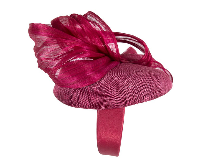 Wine pillbox fascinator with silk abaca bow by Fillies Collection - Hats From OZ