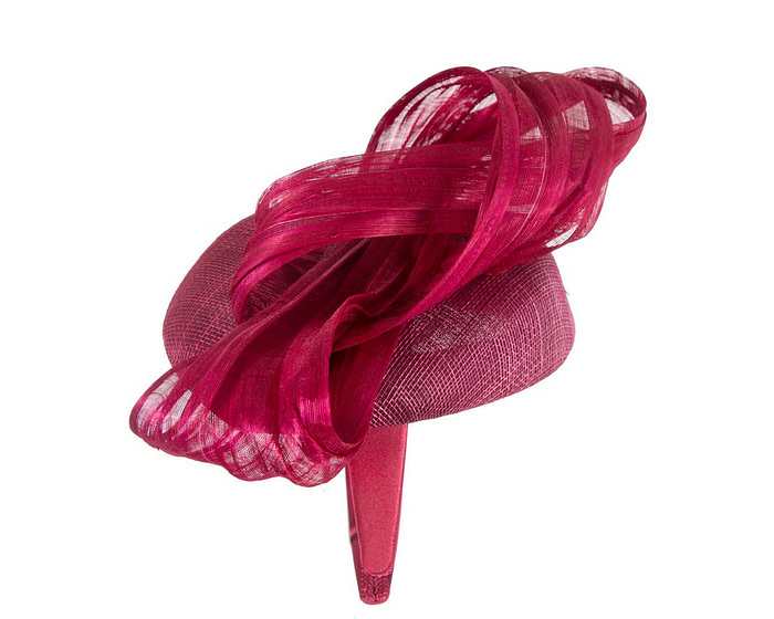 Wine pillbox fascinator with silk abaca bow by Fillies Collection - Hats From OZ