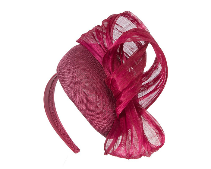 Wine pillbox fascinator with silk abaca bow by Fillies Collection - Hats From OZ