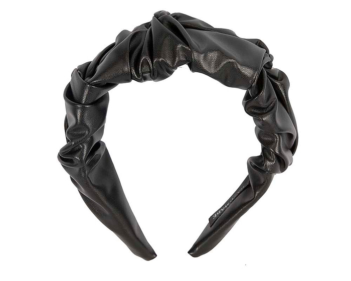 Black leather fascinator headband - Hats From OZ