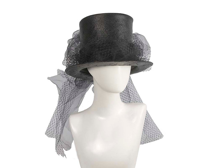 Black top hat with veiling - Hats From OZ