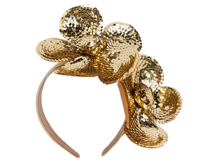 Shiny gold flower fascinator by Max Alexander - Hats From OZ