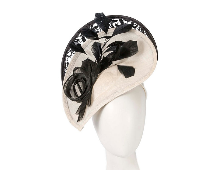 Bespoke cream & black racing fascinator by Fillies Collection - Hats From OZ