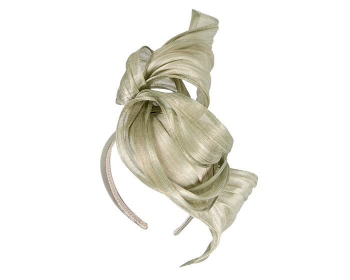 Bespoke olive silk abaca fascinator by Fillies Collection - Hats From OZ