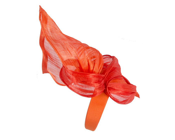 Bespoke orange silk abaca fascinator by Fillies Collection - Hats From OZ