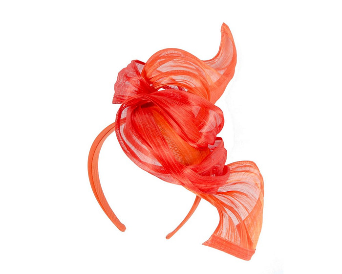 Bespoke orange silk abaca fascinator by Fillies Collection - Hats From OZ