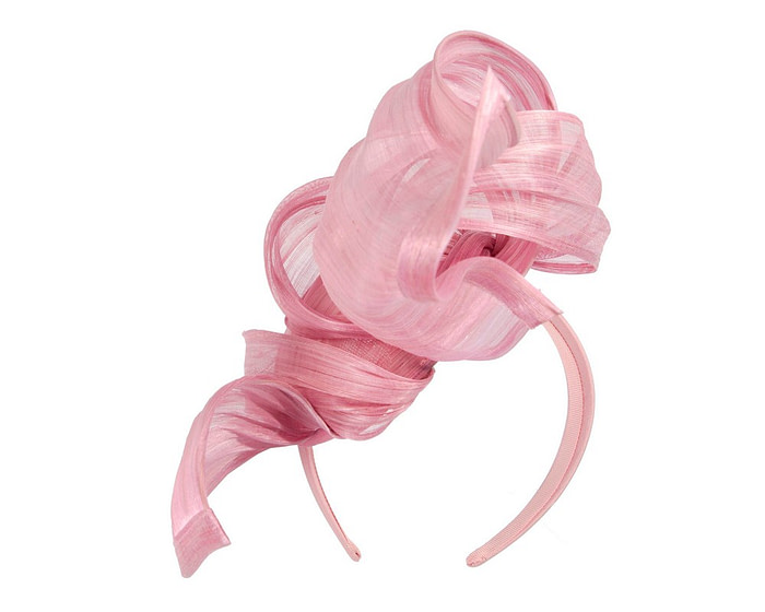 Bespoke dusty pink silk abaca fascinator by Fillies Collection - Hats From OZ